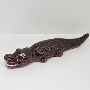Vintage Redware Pottery 6 inch Brown Alligator Crocodile Figurine Red Ware Japan